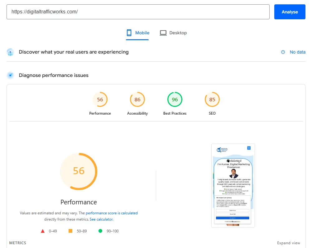Before page speed Screenshot 2026-04-29 165848