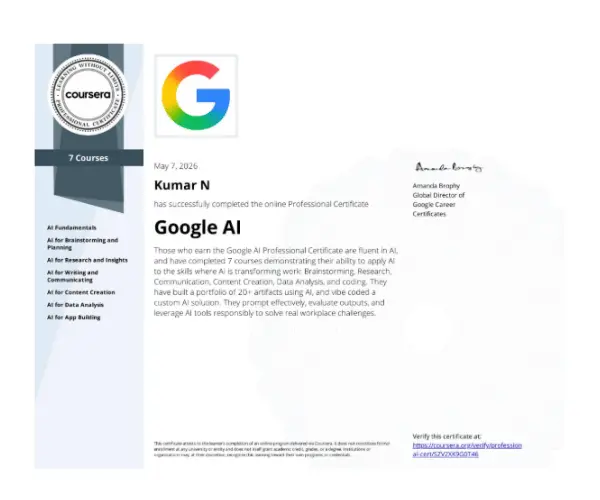 Google AI certificate