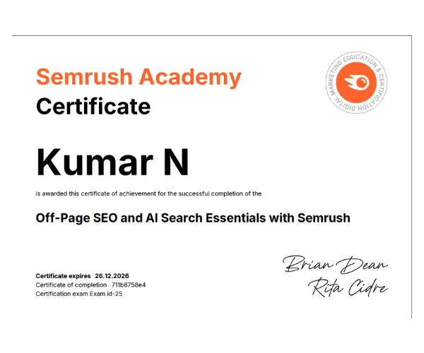 Semrush certificate